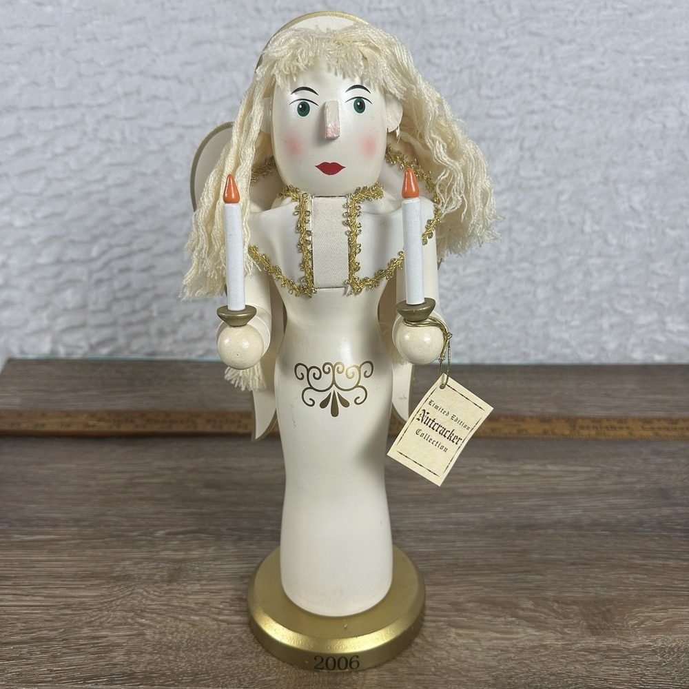 Nutcracker Limited edition 2006 Angel Holding Two Candles Folk Art Traditional